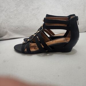 Sofft Black Gladiator Sandals with Gold Studs